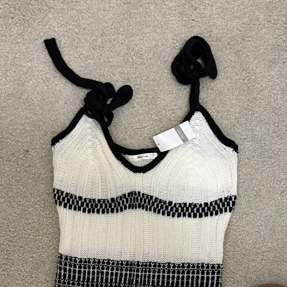 NWT Primp Black and White Knit Midi Dress